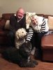 John and Jill with Carbon & Danko, having just arrived in their new home in Alnwick in N.E.England, from Sedella in S.Spain. 